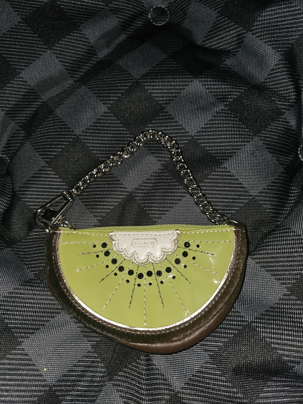 Green Half-Moon Wristlet Coin Purse - Chain Handle